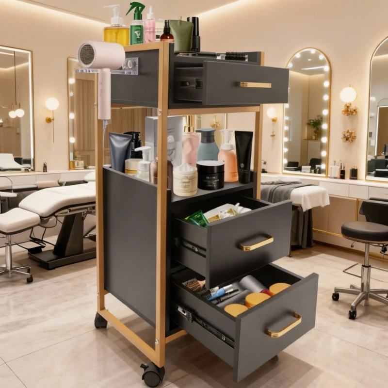

Тележка для хранения парикмахерской с колесами, тележка для хранения парикмахерской, тележка для парикмахерской с держателем для фена, парикмахерские инструменты