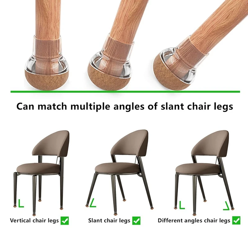 Protectores de suelo para patas de silla B17C, para suelos de madera dura con almohadillas de fieltro, cubiertas para proteger muebles de madera, taza para pies, 24 Uds.