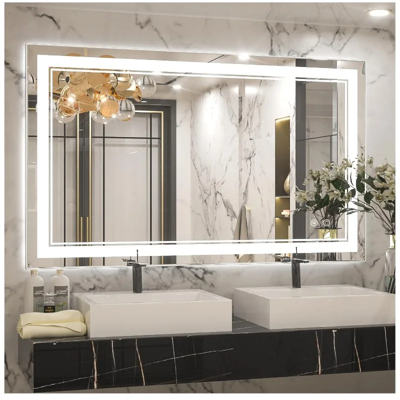 

LED Bathroom Mirror with Lights, 40 x 24 Inch Front Lighted Vanity Mirror, HD Tempered Glass, UL-Listed LED Driver, Ant