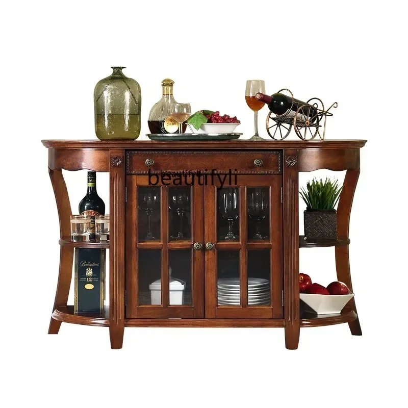

merican dining side European storage retro wine cabinet multi-functional kitchen tea cabinet