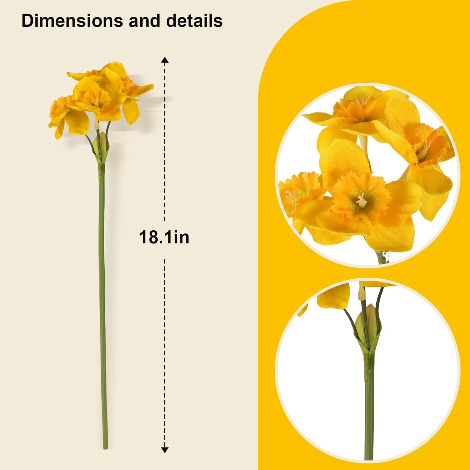 12 Pcs Artificial Daffodils Flowers Silk Daffodils Spring Yellow Flowers Fake Spring Plants for Spring   Decor