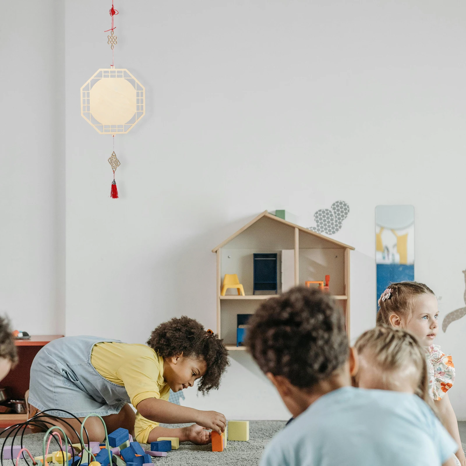 

Wooden Wall Hanging Decorations Unfinished Pendants DIY Painting Artwork Kids Creativity Classrooms Corridors Chinese Style