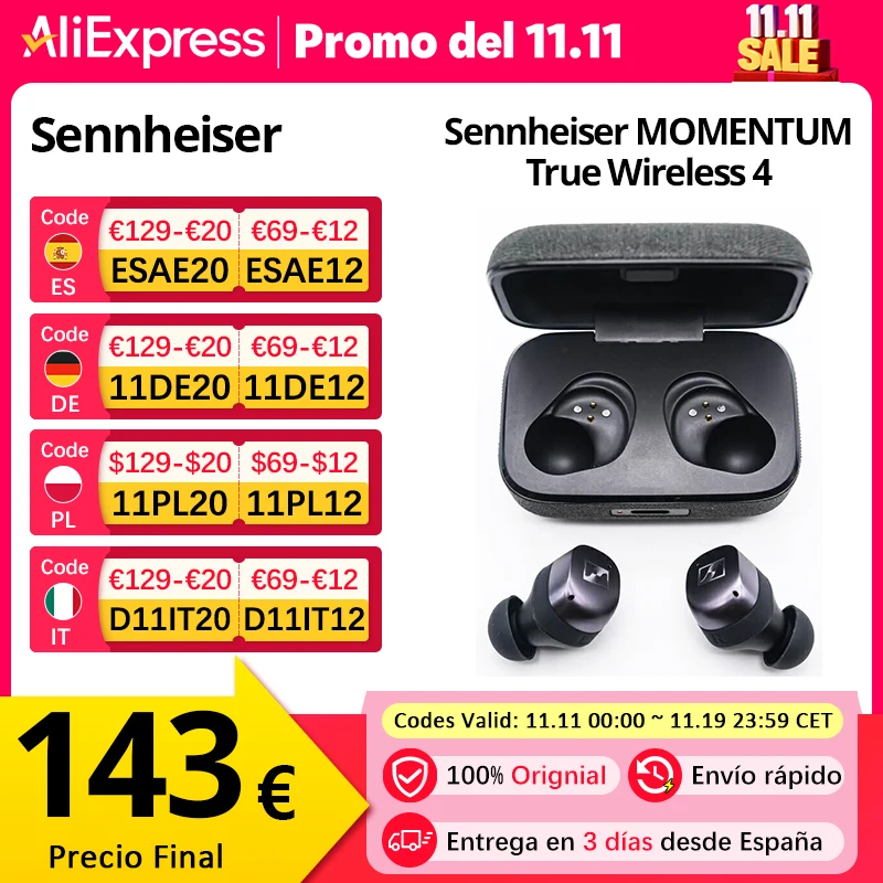 Sennheiser MOMENTUM True Wireless 4 casque intelligent BT5.4 son cristallin 30 heures d'autonomie annulation du bruit Active adaptative