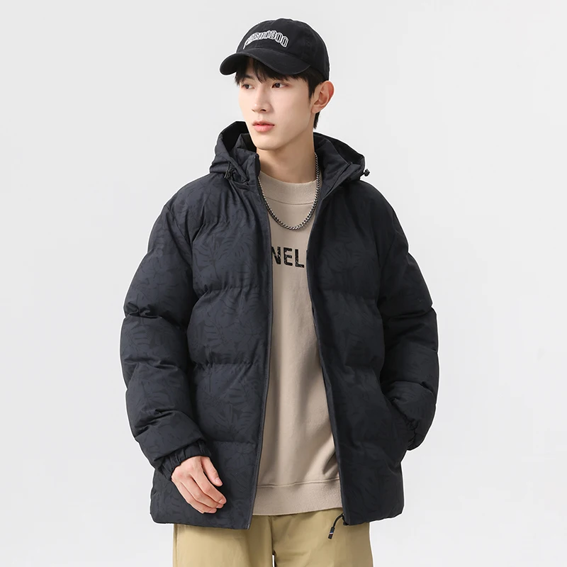 

Loose Fit Double-Sided Wear Men's Cotton Jaet down Filled Stand Collar Youthful Pure Color Versatile Winter Warm Coat