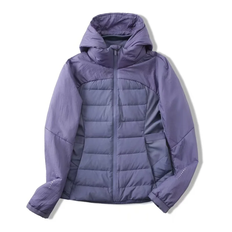 2025 Piumino con cappuccio da donna nuovo autunno/inverno Tessuto impermeabile Cappotto sportivo per il tempo libero da corsa all'aperto Qualità leggera di lusso