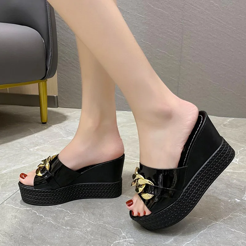 Wedge Sandals Women Summer Elegant High Platform Slippers Women Sandalias Mujer Solid High Heels Sandals 2022 Wedge Slippers