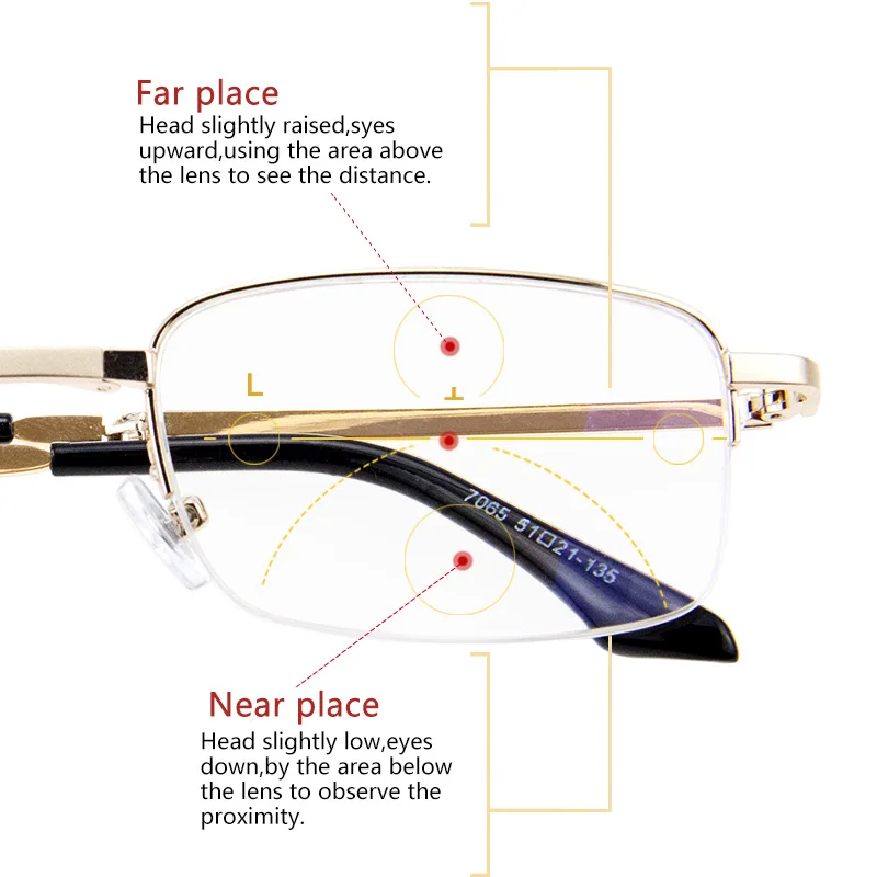 Photochromic Multifocal Folding Reading Glasses for Men,foldable Presbyopia Eyeglasses Portable Pocket Readers