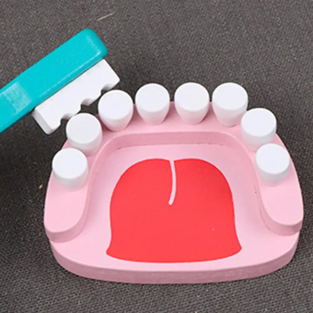 

Pretend Play Toy Wooden Role Play Dentist Doctor Dental Teeth Model Tools Set Children Game Toy