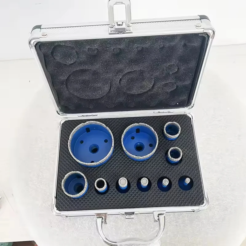 A23T 10Pcs Brazed Dry Drill Bits Kit, M14 Thread Diamond Hole Saw Set for Tile Marble Stone, Angle for Grinder Use