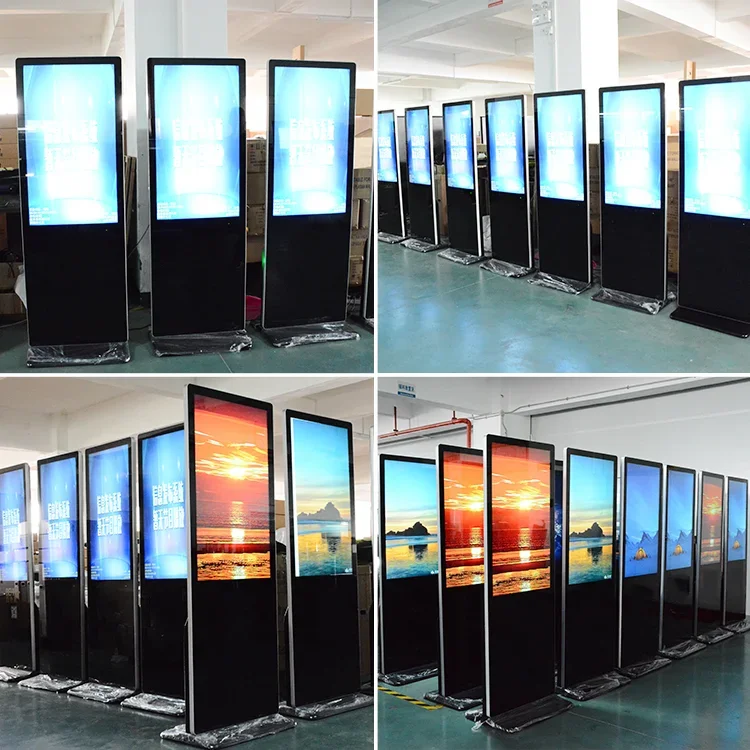 49 55 polegadas android totem interno suporte de chão lcd quiosque interativo tela sensível ao toque display de sinalização digital jogador de publicidade