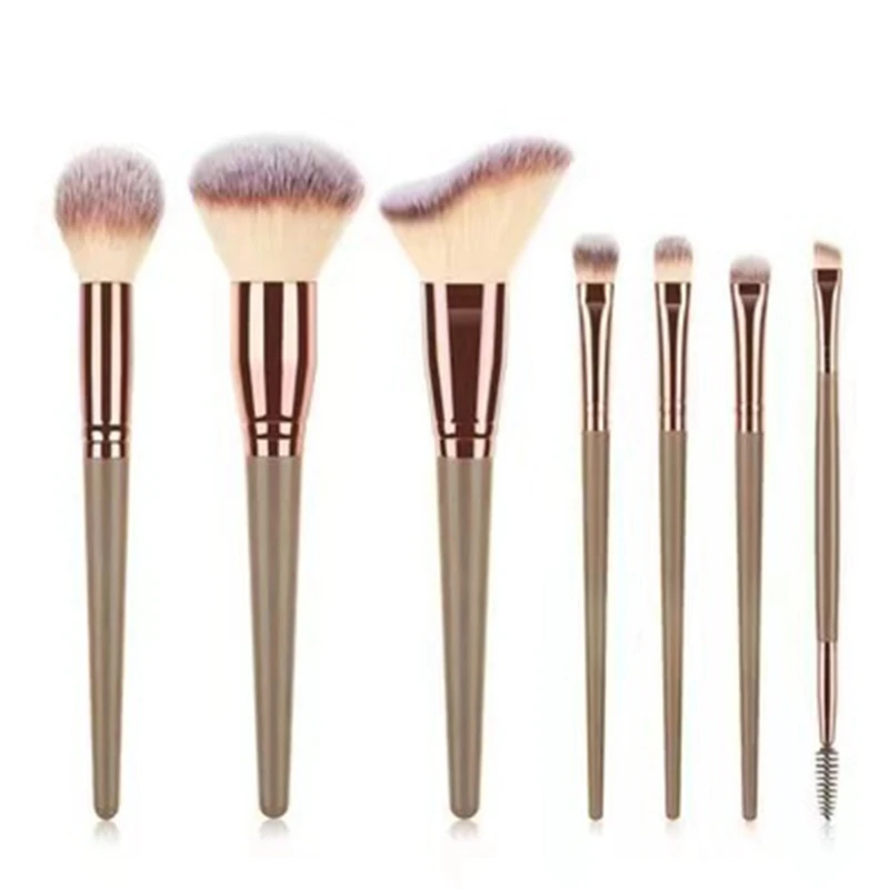 Champagne Gold Full Makeup Brush Set, escova de pó solto, escova de sobrancelha, 15pcs