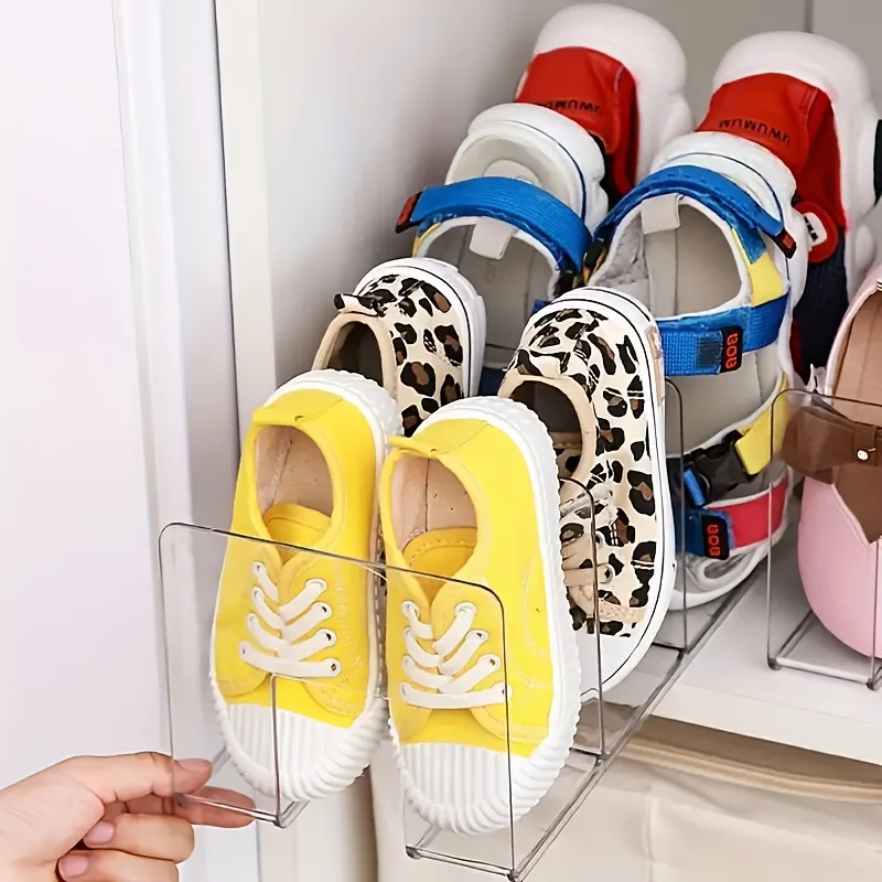 1pc 4-Compartment Shoe Rack, Acrylic Transparent And Exquisite Shoe Rack, Shoe Organizing Rack Cover Plate, Shelf Dividers