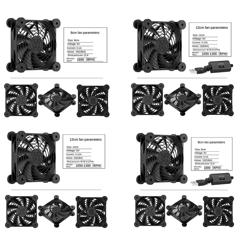 

Компьютерный ПК, внешний вентилятор с питанием от USB, 5 В, бесшумный охладитель шасси для винтов охлаждения маршрутизатора, защитная сетка