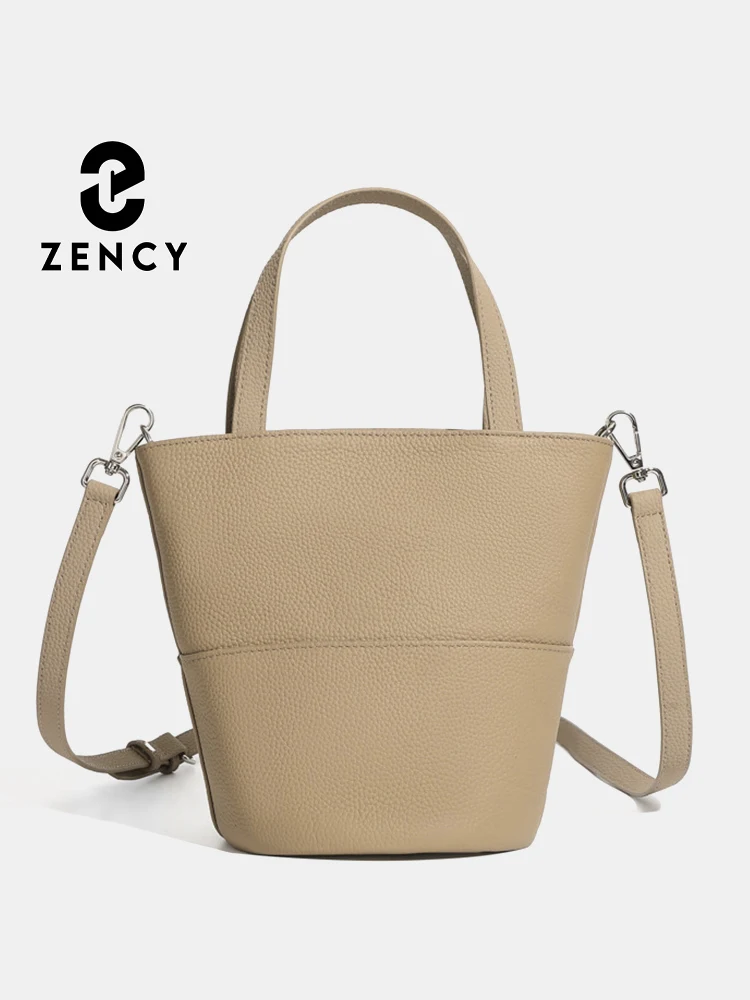 

Zency Soft Genuine Leather Buckets Handbag Women Crossbody Bag For Summer Autumn Large Pocket For Phone Shoulder Bag 2025 New