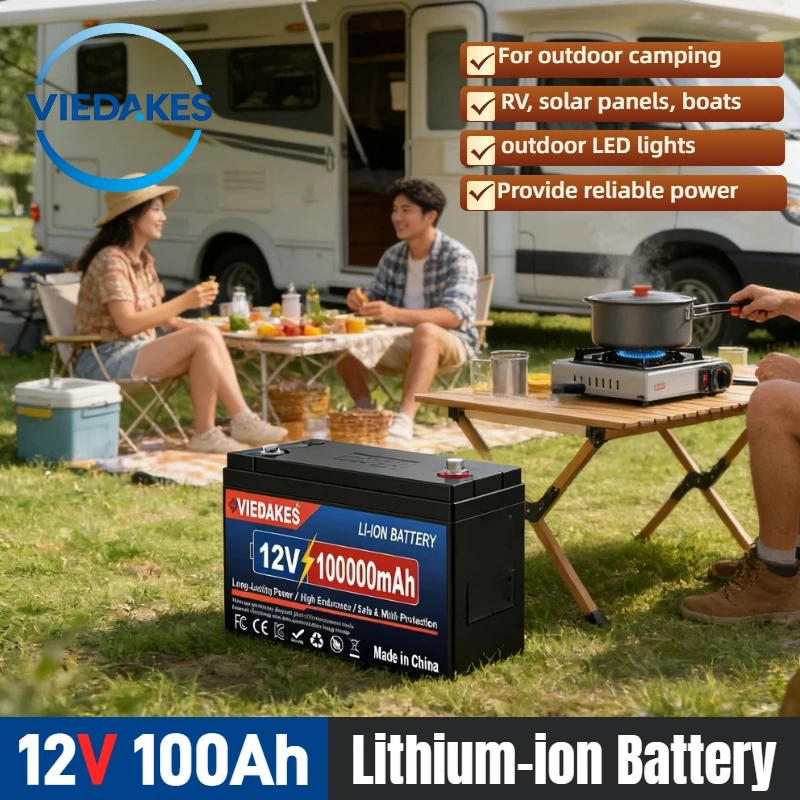 

12v lifepo4 battery 100Ah Rechargeable Deep Cycle Battery - Ideal for Marine RV Solar Camping Backup Power