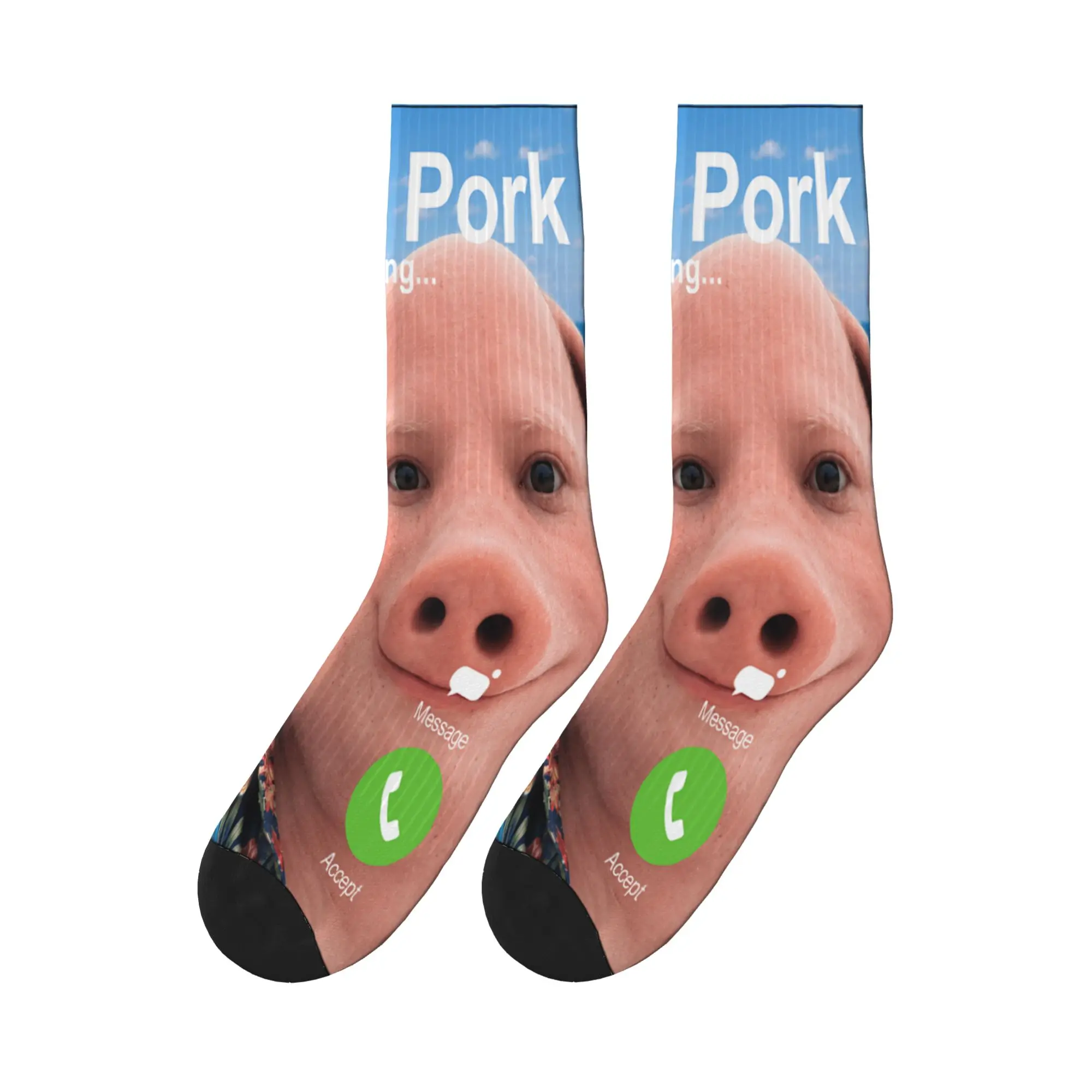John Pork Calling Decline Accept Incoming Call Socks Anti Stockings Men Comfortable Cycling Socks Autumn Modern Graphic Socks