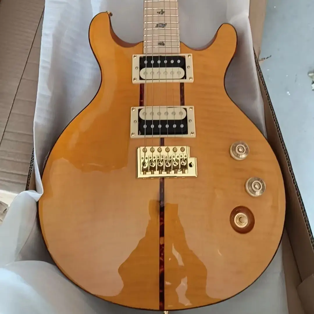 Envío Gratis nuevo naranja Santana Retro PRS guitarra eléctrica diapasón de arce trémolo HH pastillas regalo de Navidad
