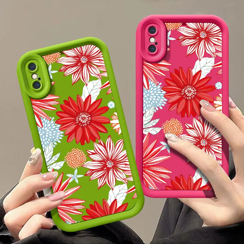 Flower Fasion Phone Case for iPhone 6 6S 7 8 PLUS SE 2020 2022 X XR XS MAX Shockproof Silicone Soft Cover Coque