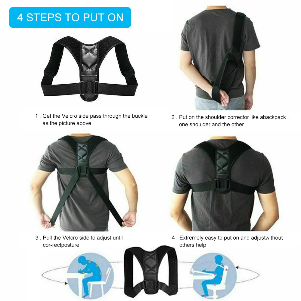 Adjustable Back Shoulder Posture Corrector Upper Back Brace Shoulder Lumbar Support Belt Clavicle Back Posture Corrector Medical