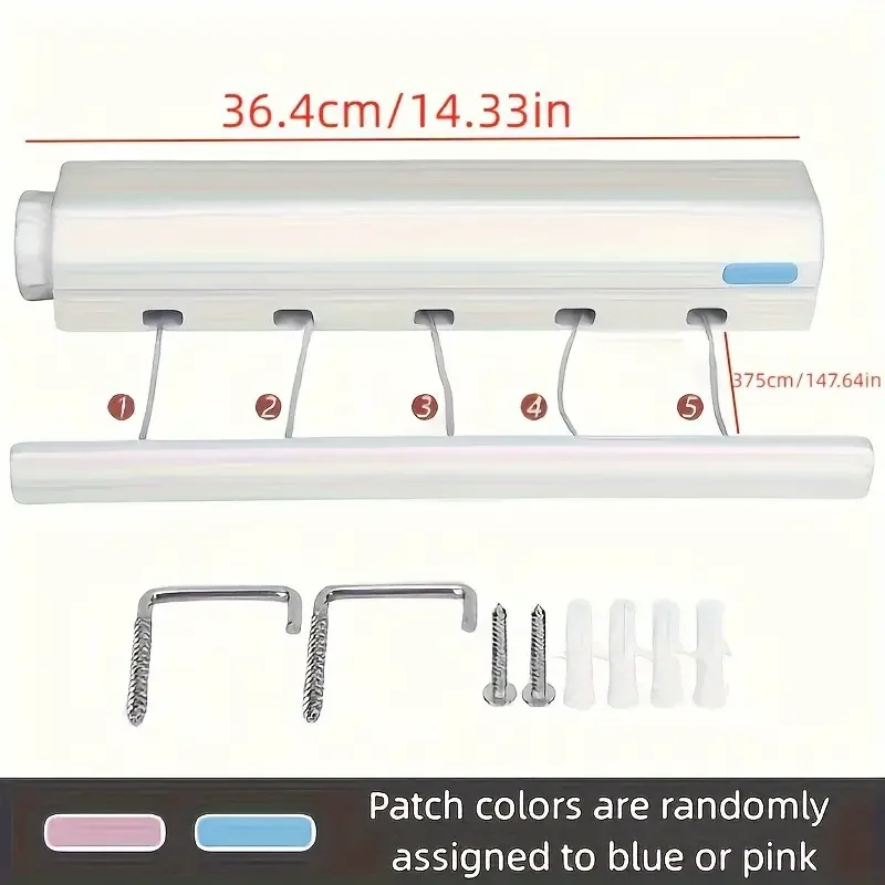 Retractable Clothesline 3.75m Wall Mounted Drying Rope
