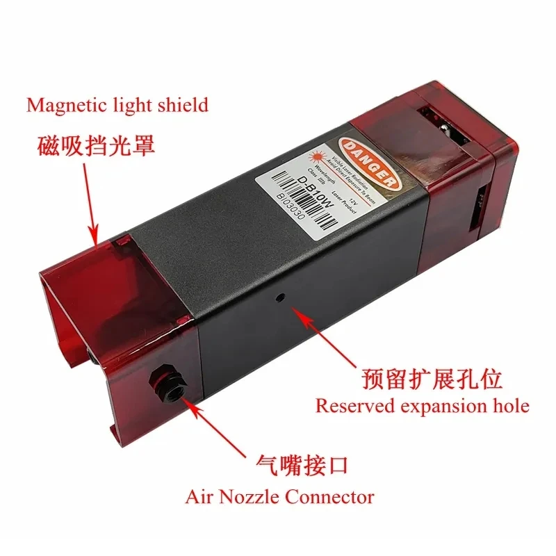 Moduł grawerowania i cięcia z niebieską głowicą laserową o dużej mocy 445nm i mocy 10W Sterowanie PMW DC12V