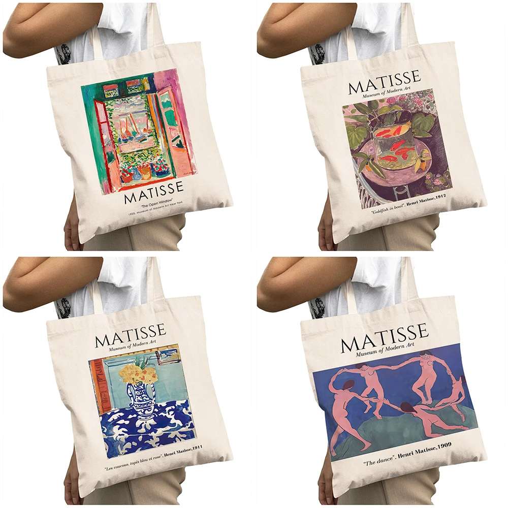 

Big Capacity Vintage Matisse Cutout Galerie Fauvism Women Shopping Bags Double Print Casual Girl Handbag Lady Shopper Bag