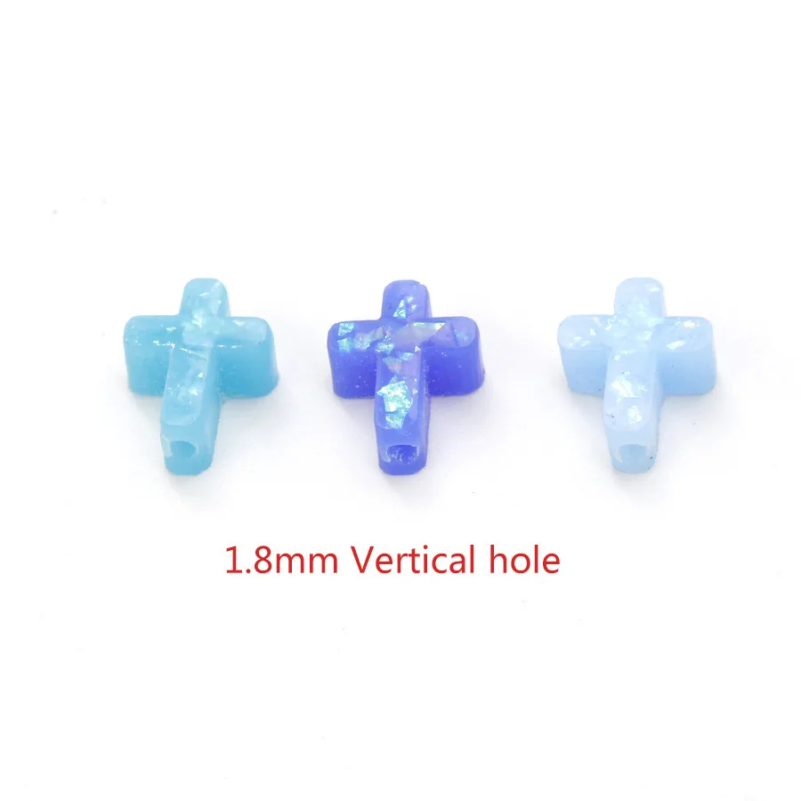 20Pcs/Lot  Cross Pendant For Women DIY Necklace Bracelet Making  Shape Opal Stone