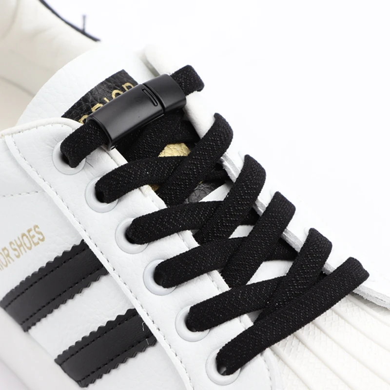 Magnetic Shoe Laces Elastic Metal lock Lazy Shoelaces Flat Suitable For All Shoes Sneakers No Tie Shoes Lace Quick Install