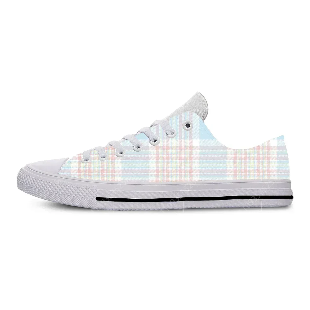 

Pastel Plaid Pattern Fashion Cute Funny Lovely Casual Cloth Shoes Low Top Lightweight Breathable 3D Print Men Women Sneakers