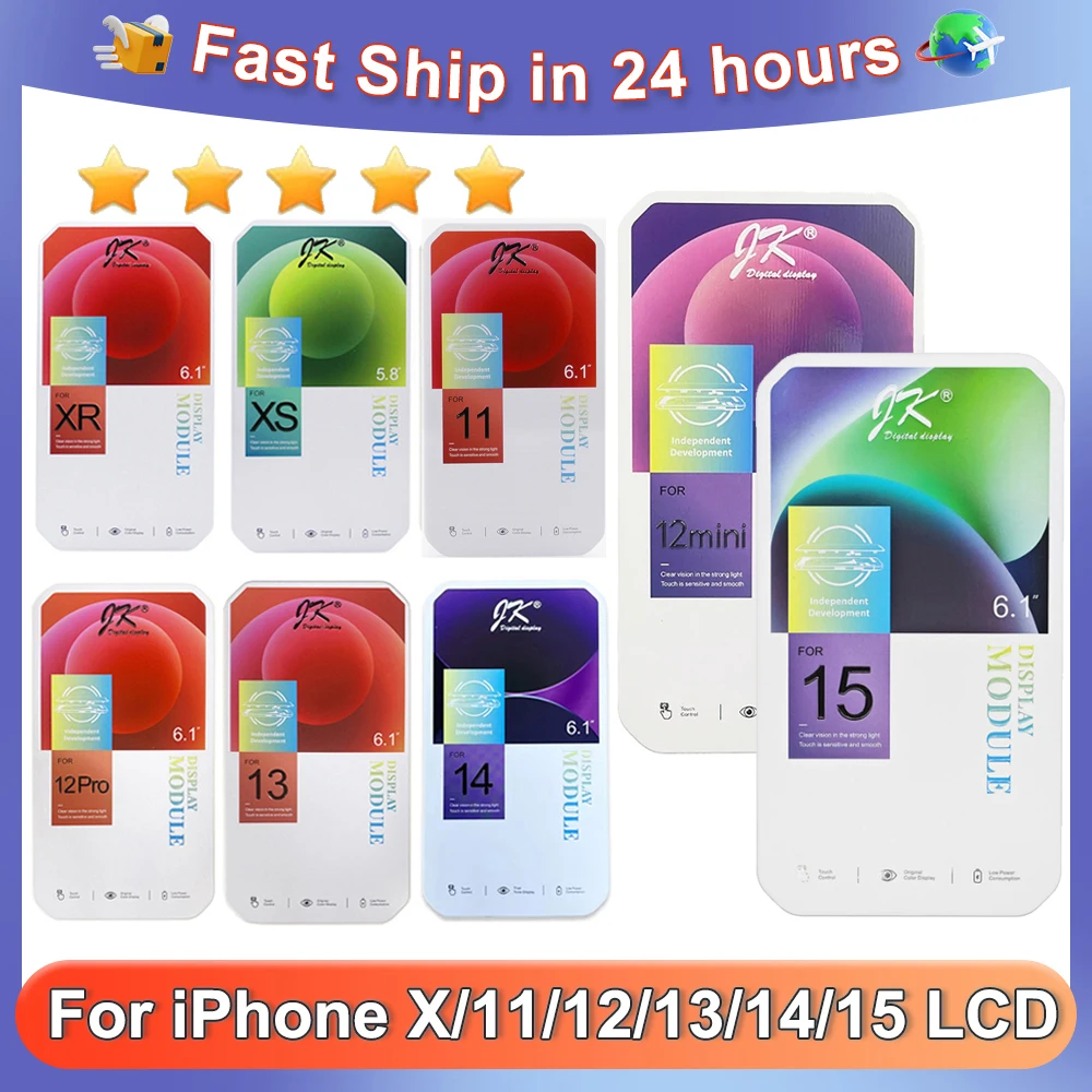Pantalla LCD JK para iPhone X XS XR 11 12 13 14 15 Pro Max Plus Mini pantalla LCD reemplazo del ensamblaje del digitalizador de pantalla táctil
