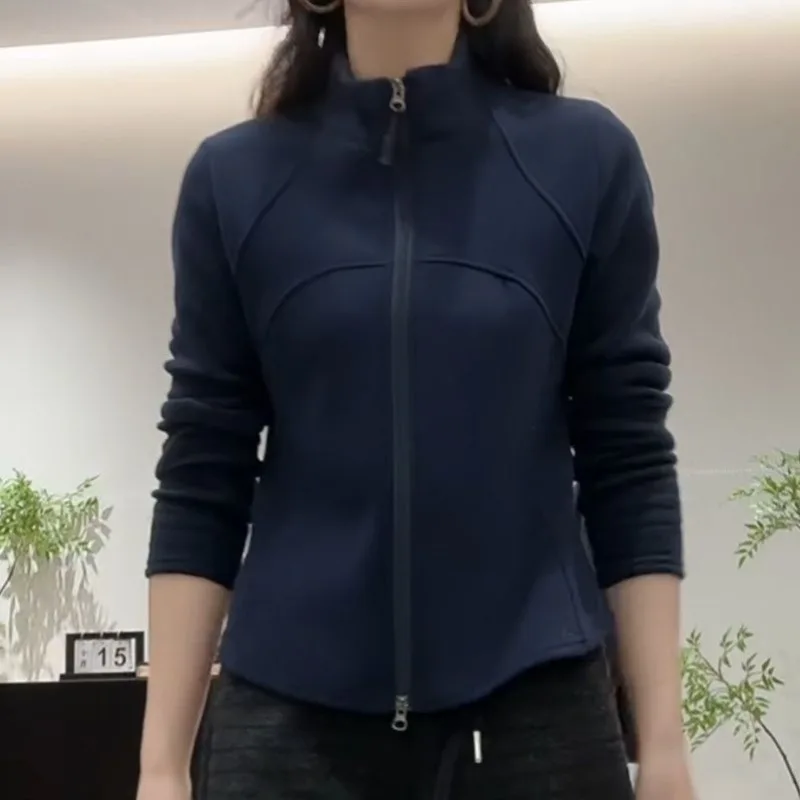

Stand-up Collar Slim Fleece Jacket Spring Autumn Women Outdoor Windproof Warm Zipper Cardigan Coat Female Soft Sweatshirt 5XL