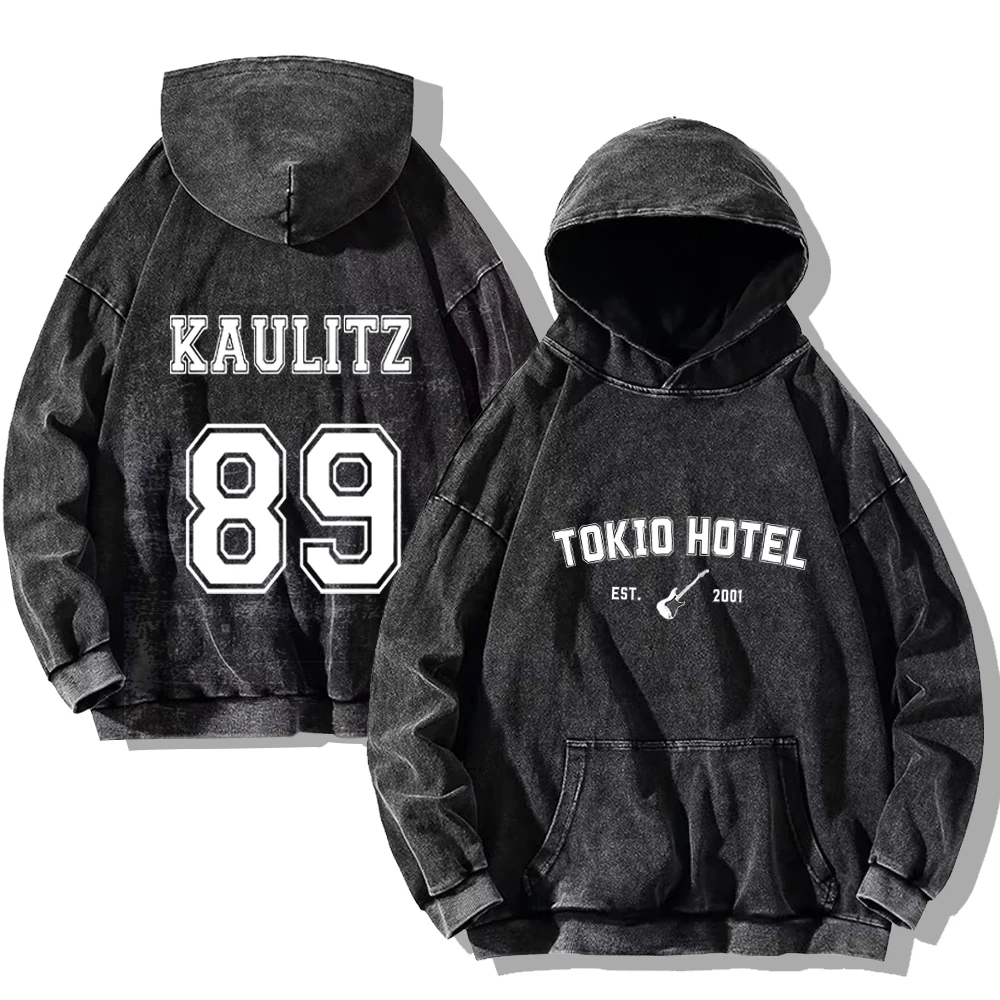 Tokio Hotel Hoodies Vintage Washed Tokio Hotel Kaulitz 89 Sweatshirts Men Women Cotton Loose Casual Hoodie Retro Gothic Pullover