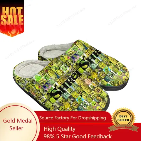 S-Shrek Home Cotton Slippers Mens Womens Plush Bedroom Casual Keep Warm Shoes Anime Cartoon Comics Manga Thermal Indoor Slipper