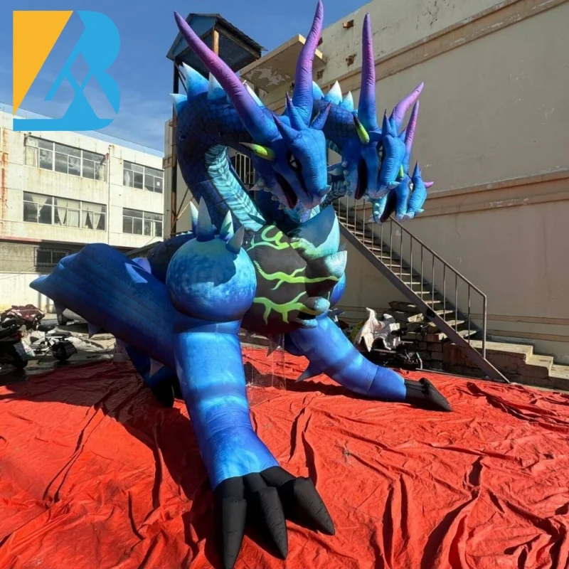 Custom Made Disco Party Backdrop Three-Head Type Large Inflatable Dragon for Decoration Toys