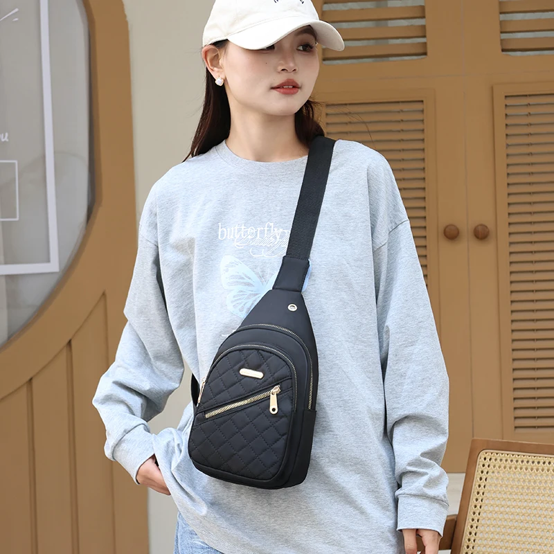 New women's breast bag casual fashion all nylon fabric lightweight crossbody bag women's backpack small single shoulder chest ba