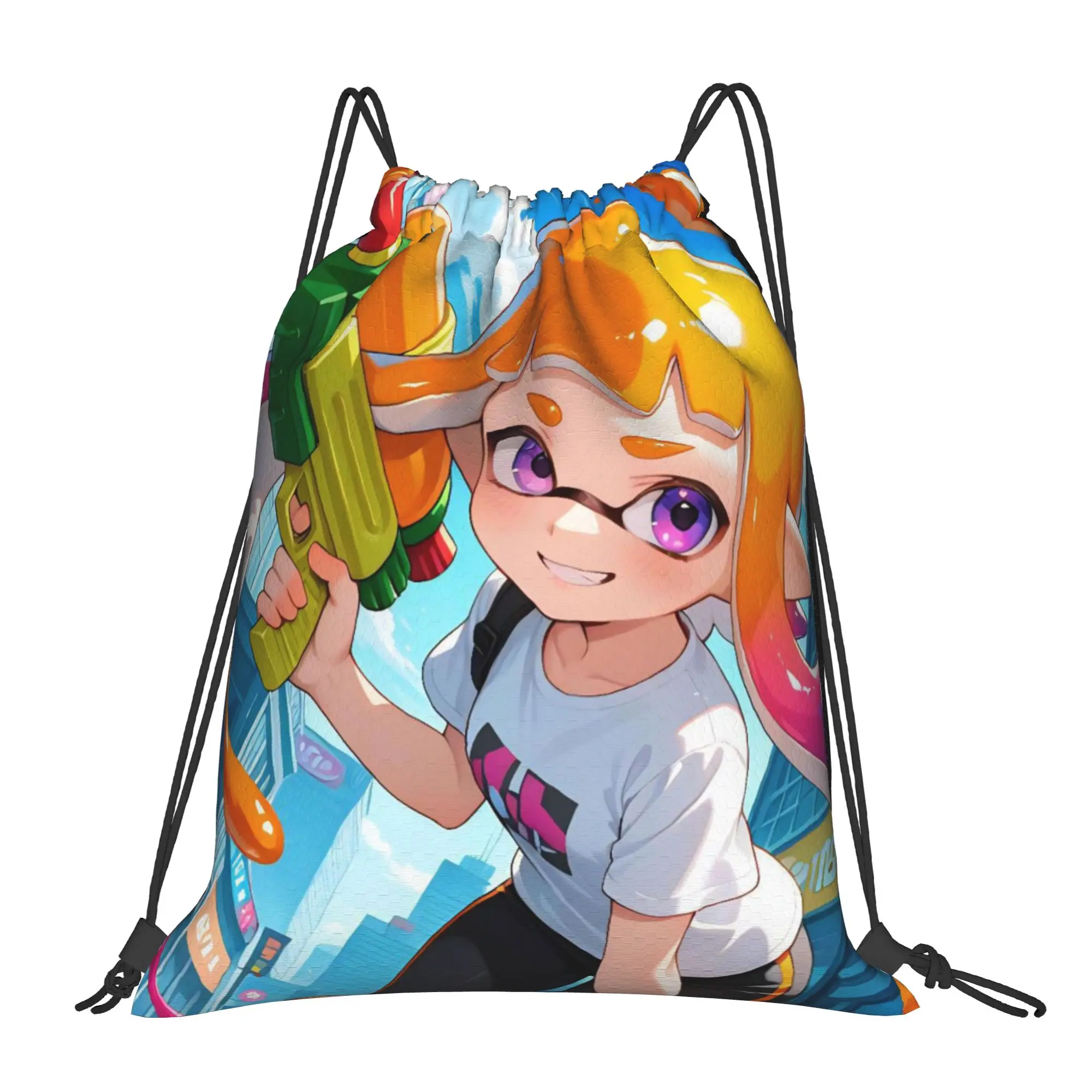 

Game Cool S-Splatoon Drawstring Backpack Gym Sports Sackpack Water Resistant String Bags for Cycling