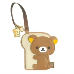 Rilakkuma pane Toast porta carte d'identità per le donne Cartoon Anime Bear custodia in pelle porta carte di credito Kawaii Cute Bag portachiavi