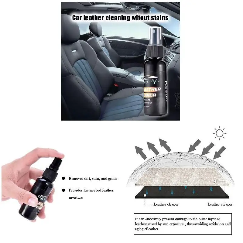 Car Interior Leather Surface Cleaner Seat Polish Wax Inner Dashboard Cleaning Tool