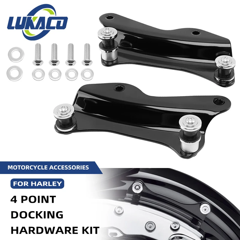 

Black Motorcycle Detachable 4 Point Backrest Docking Hardware Kit For Harley Touring Road King Street Glide FLHT 2014-Later