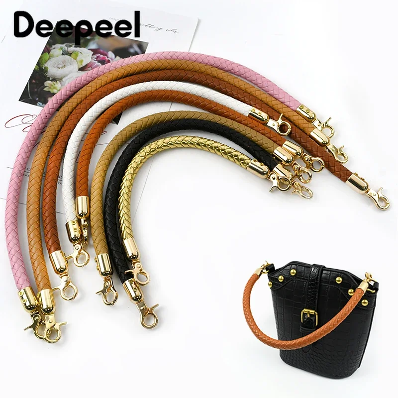 30/40/60cm Fashion PU Leather Woven Handbag Handles Metal Buckle for Women Bag Purse Replace Shoulder Strap Handle Accessories