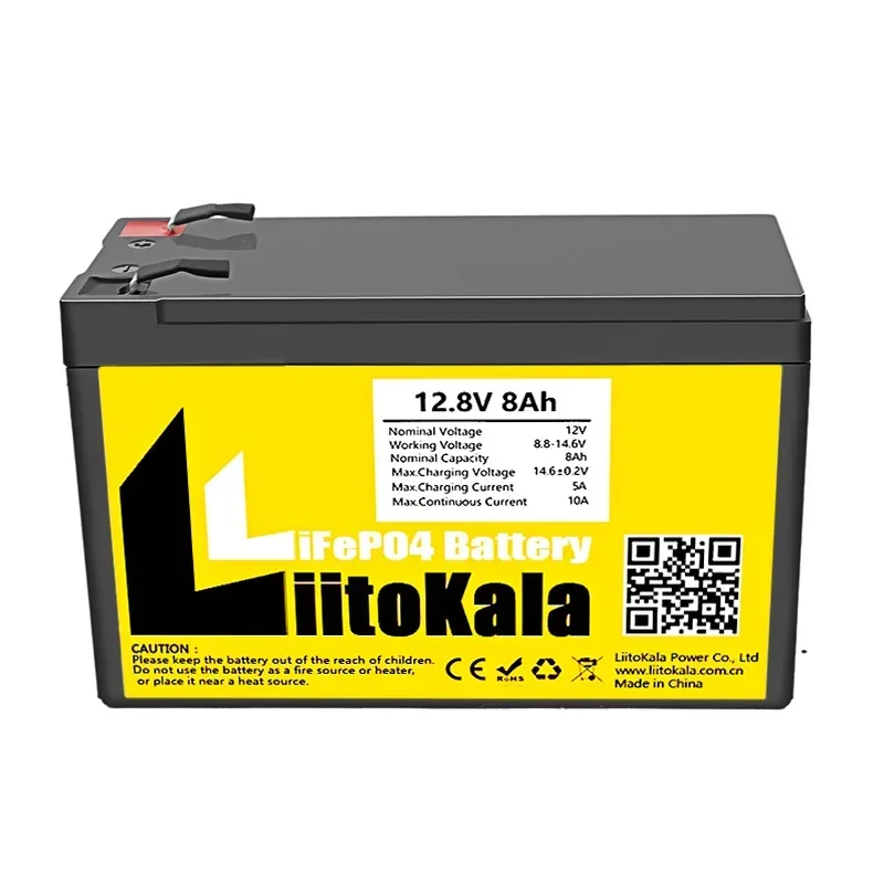 LiitoKala 12V 8Ah LiFePo4 Rechargeable 26700 Battery Pack 4000+ Cycles Lithium Battery for Solar Power Lighting Built-in BMS