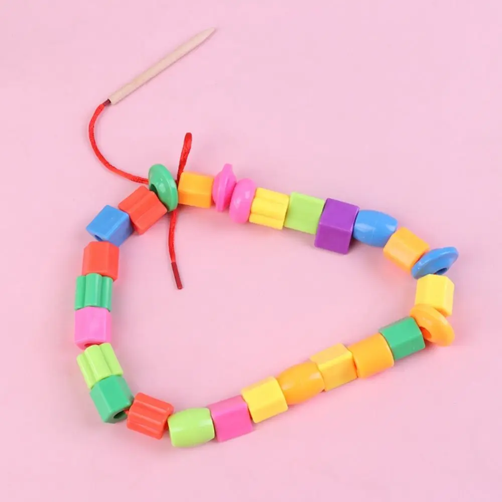 Training Toys Montessori Kids Primary Lacing Beads Crafts Stringing Toy Lacing Beads Toy Plastic Star Rainbow Lacing Beads Toys