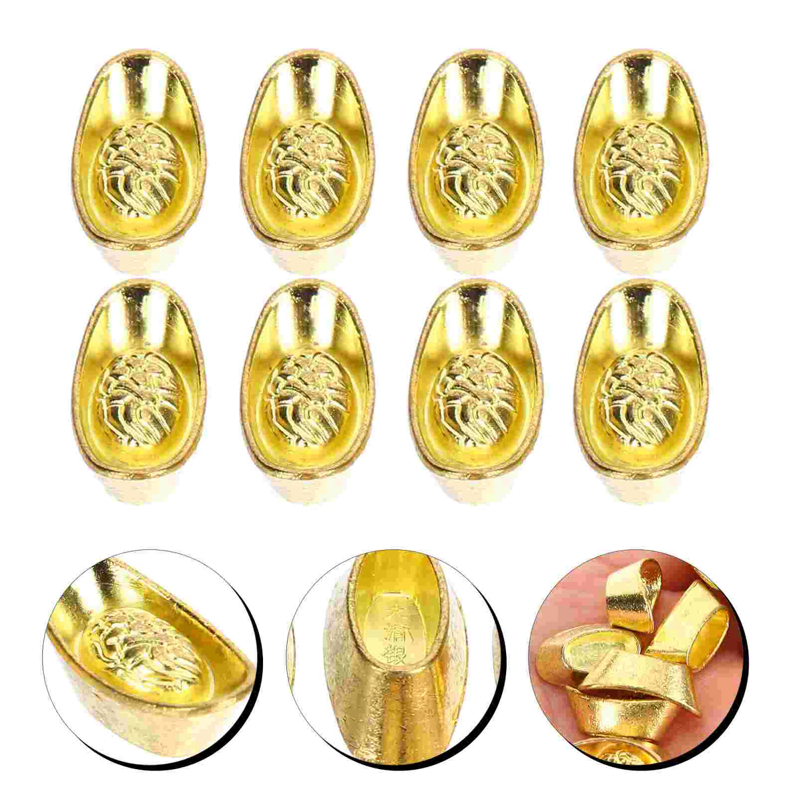 

20 Pcs Miniature Gold Ingot Office Decoration Zinc Alloy Statue Decorative Craft