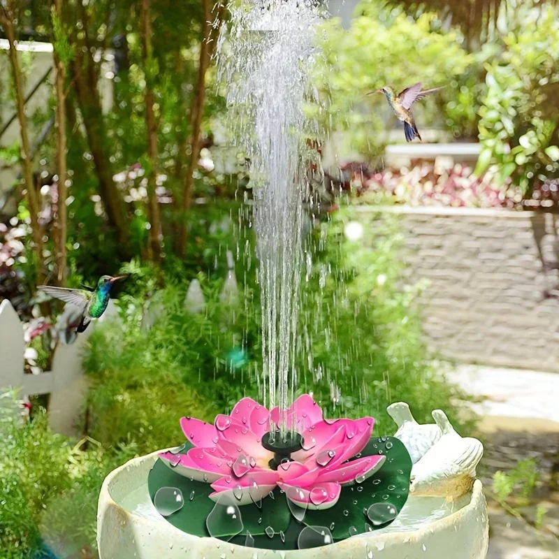 Lotus Solar Fountain Pump with Multi-Nozzle Design Durable Battery-Free Adjustable Height Vibrant Garden & Bird Bath Decor