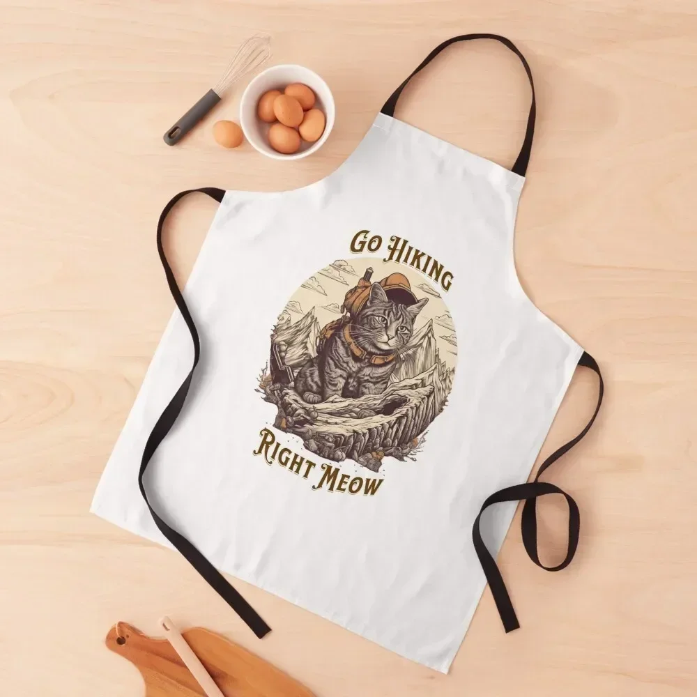 Go Hiking Right Meow Apron Camping custom women's kitchen Apron