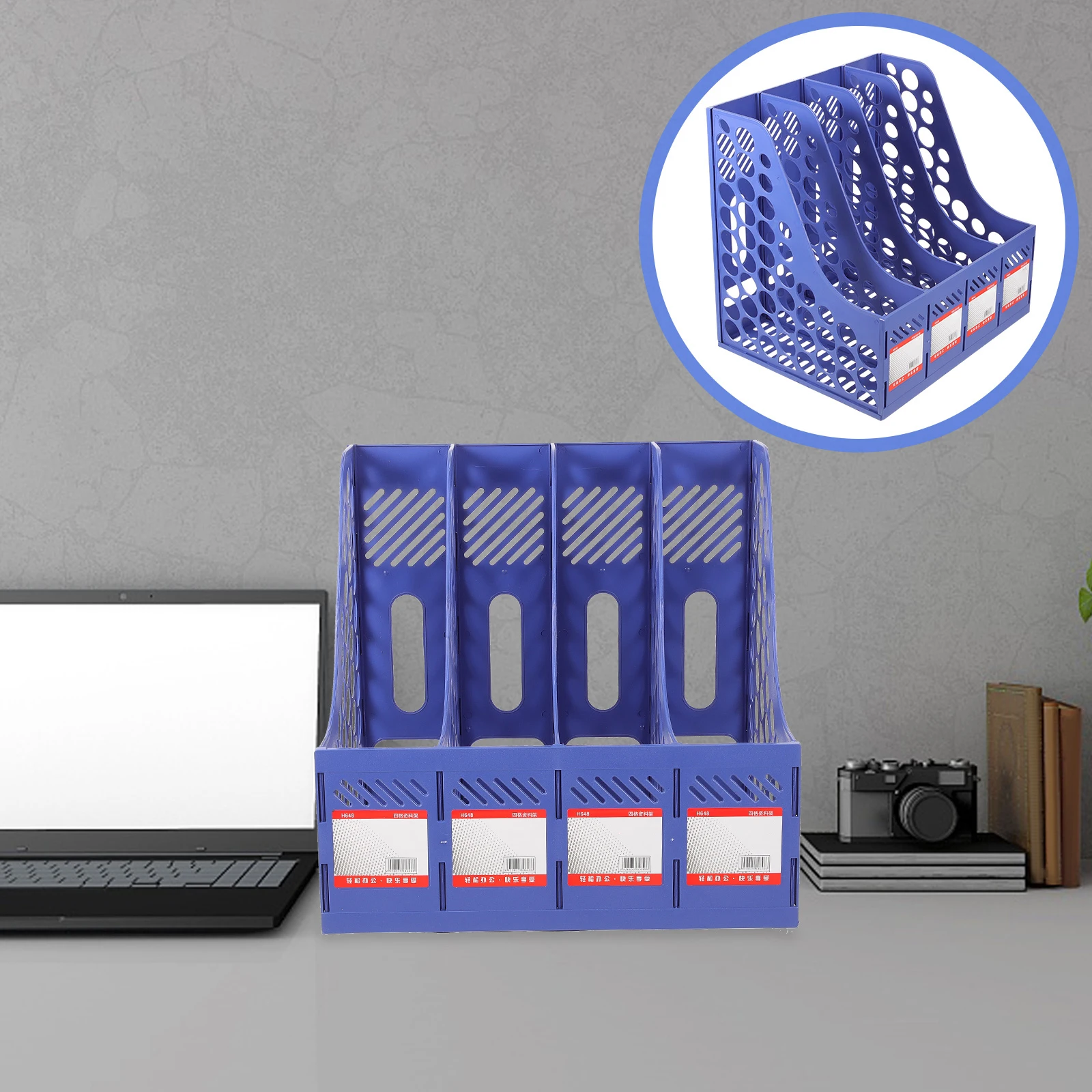 

1 Set Desktop Organizer Multifunctional Plastic File Stand Document Storage Rack Portable Book Holder Cubbyhole Office Organizer
