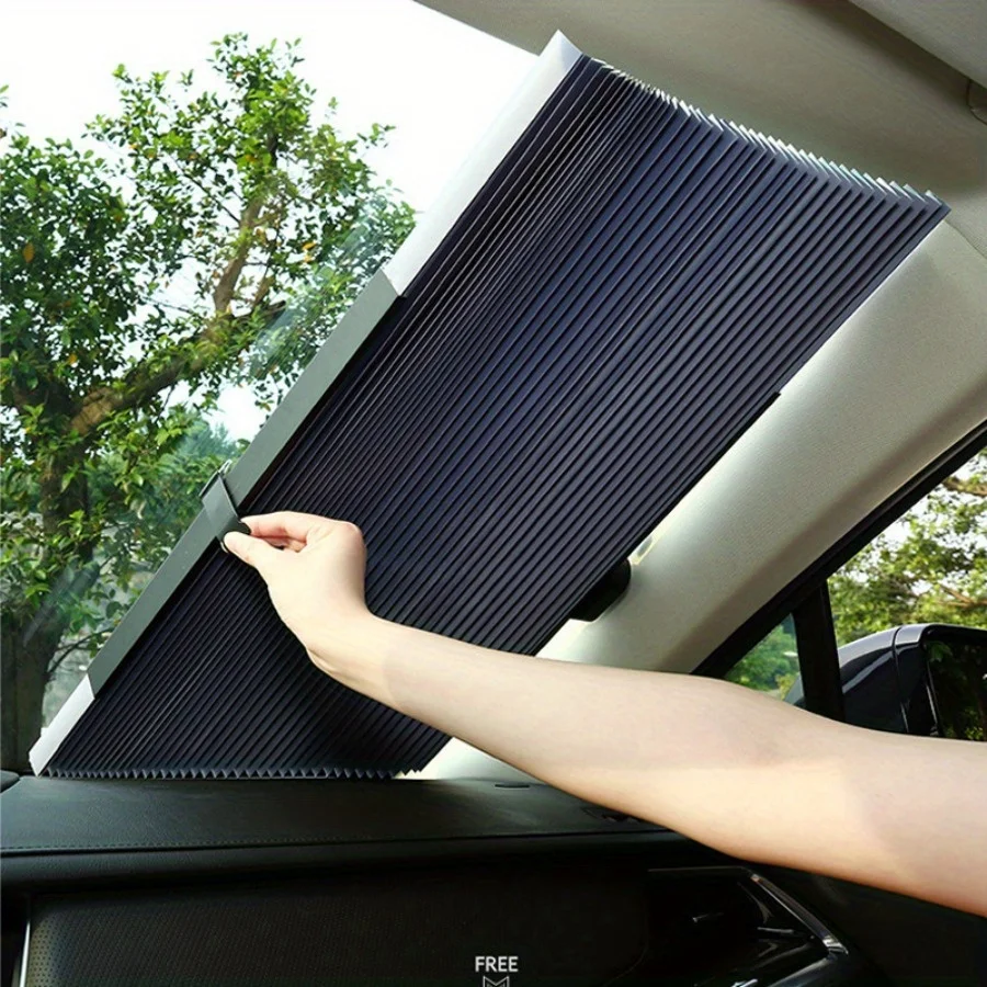 Car Visor Automatic Retractable Folding Sunshade Car Sunscreen Heat Insulation Curtains Cars Adsorption Blackout Curtains