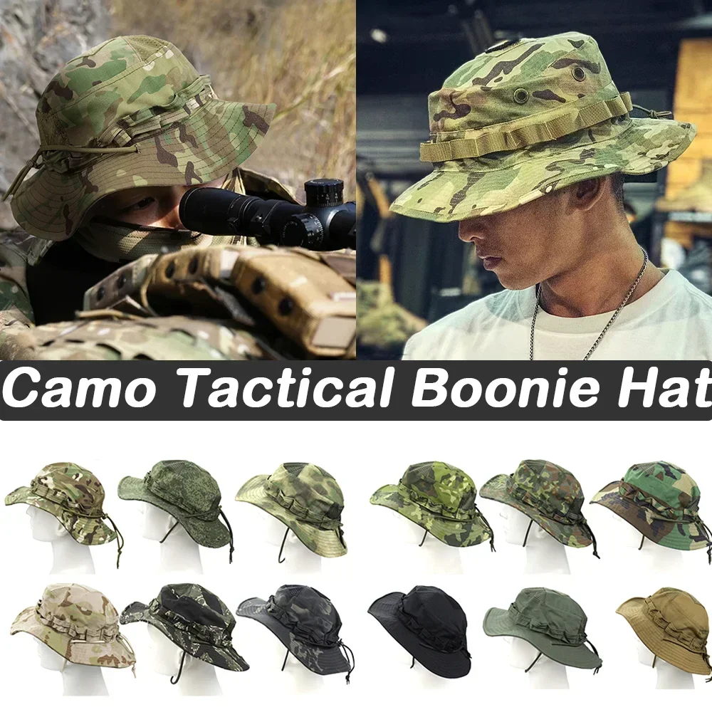 

Camouflage Benny Hats Tactical Hats Big Brimmed Hat Summer Outdoor Mountaineering Camping Fishing Shade Hat Beanies for Men