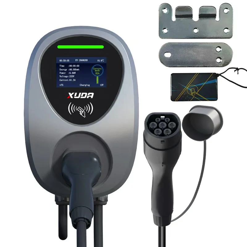 XUDA EV-Ladestation 32A Elektrofahrzeug-Ladegerät EVSE Wallbox Wandmontage 7,6KW 22KW Typ2 Kabel IEC62196
