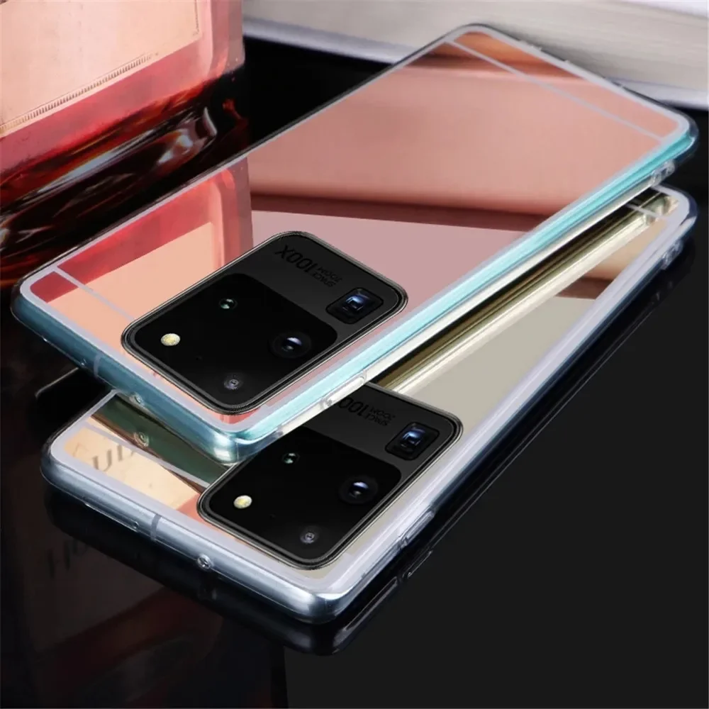 Ayna TPU telefon kılıfı için Samsung A15 A25 A35 A55 A14 A24 A34 A54 A13 A23 A33 A53 A12 A22 A32 A52 A51 A71 A50 arka kapak